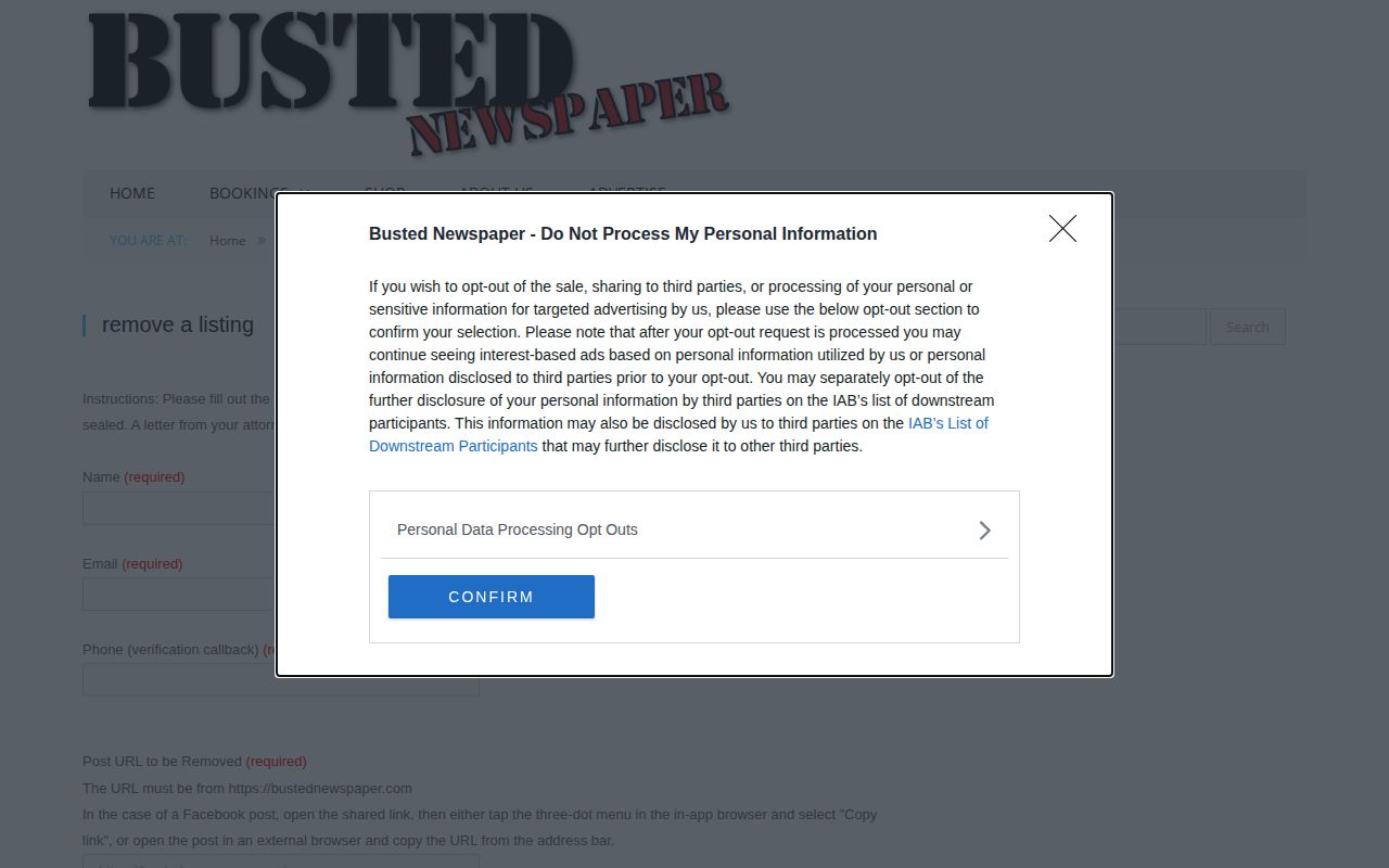 BustedNewspaper policy page, not a Jackson County booking record