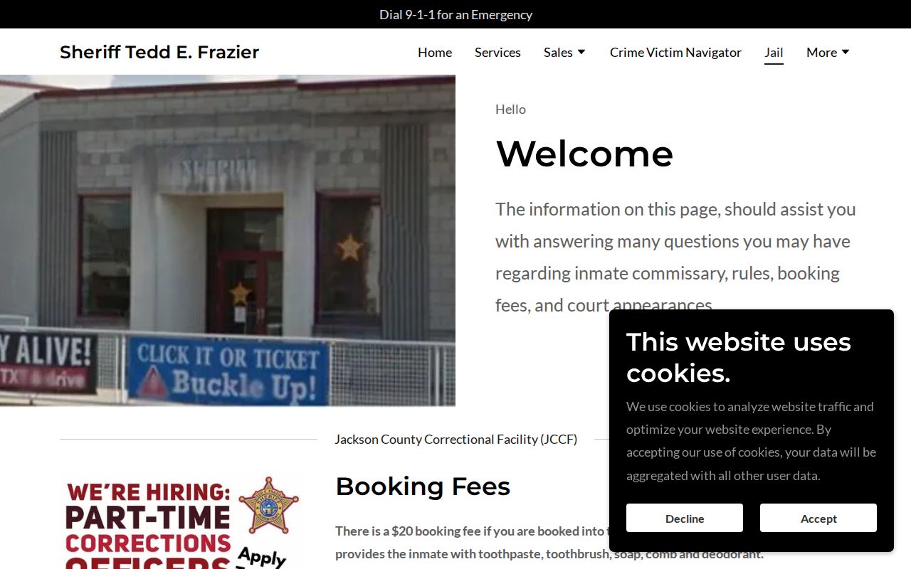 Jackson County jail booking and custody information